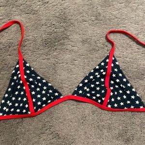 Frankie’s bikinis red, white and blue star bikini top